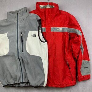 Vintage North Face Mens 3-in-1 Jacket Large Red Full Zip Nylon Coat Fleece Vest